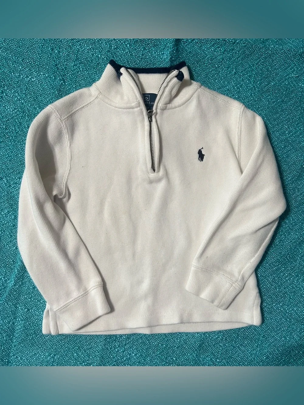 Ralph Lauren white Quarter-Zip Pullover with Navy Tag size 4T